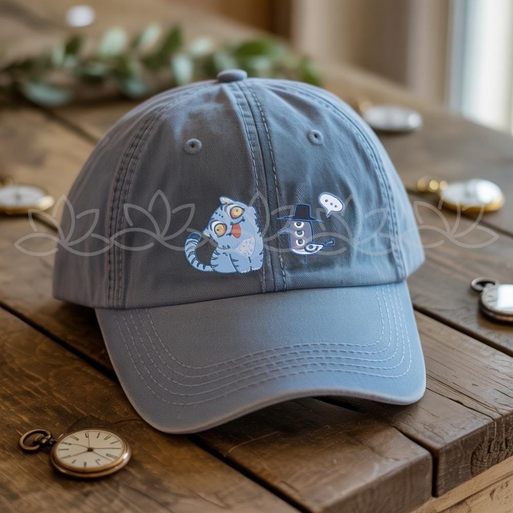 Tiger And Bird Embroidered Washed Hat Funny Derpy Caps