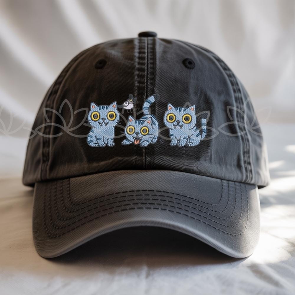 Embroidered Tiger Washed Hat Funny Derpy Baseball Cap