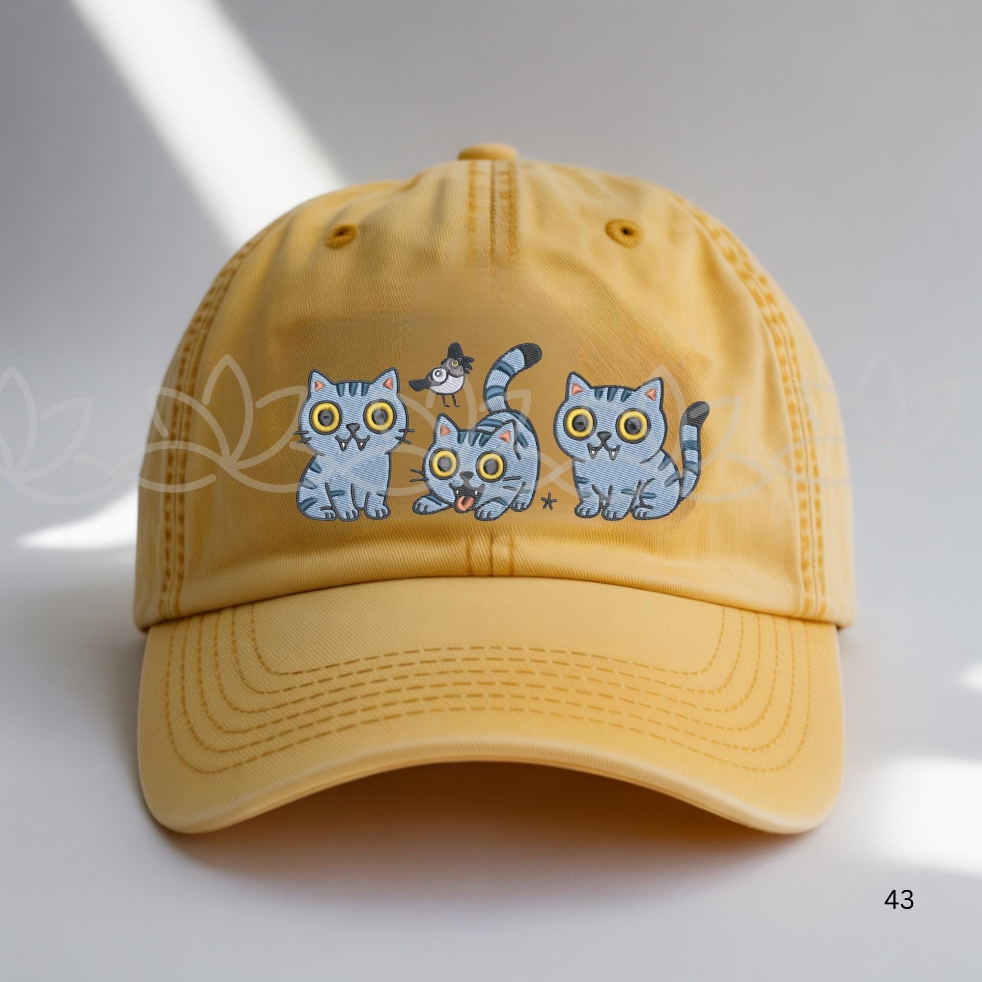 Embroidered Tiger Washed Hat Funny Derpy Baseball Cap