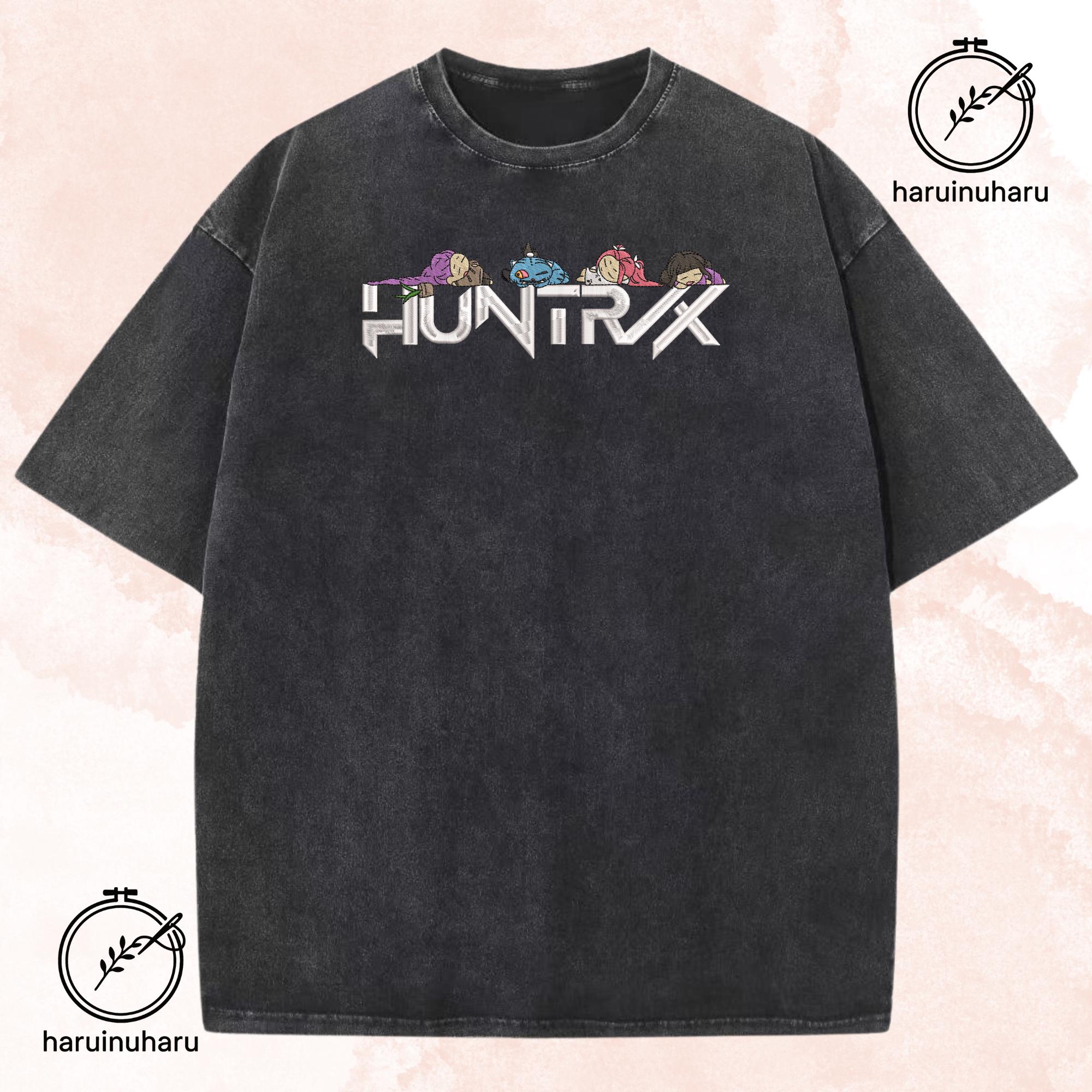Embroidered Huntrix Washed TShirt KPOP Demon Hunter Chibi Design