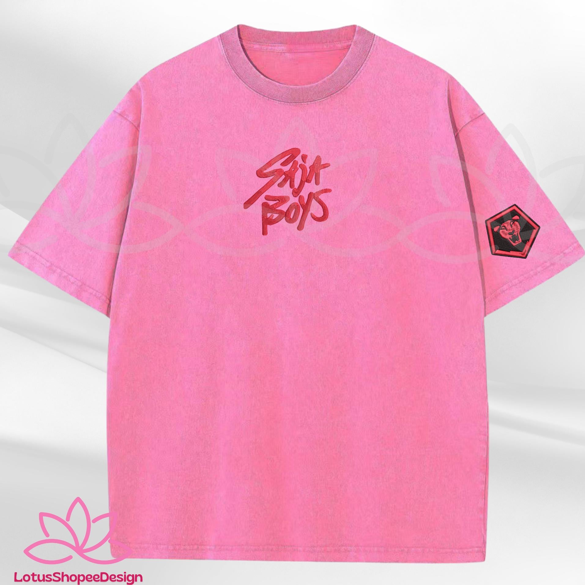 KPOP Band Saja Boys Embroidered Washed TShirt Fan Gift