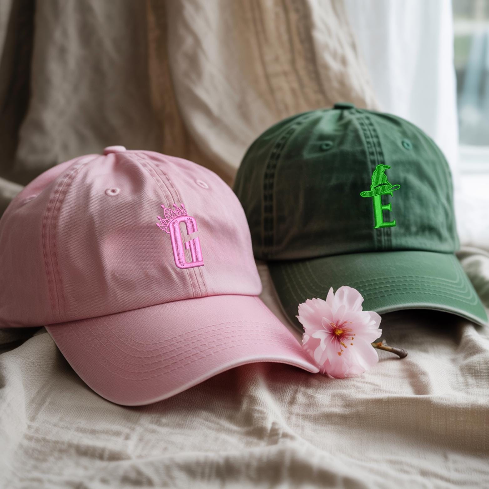 Embroidered Letter Elphaba And Glinda Washed Hat Wicked Cap DefyGravity