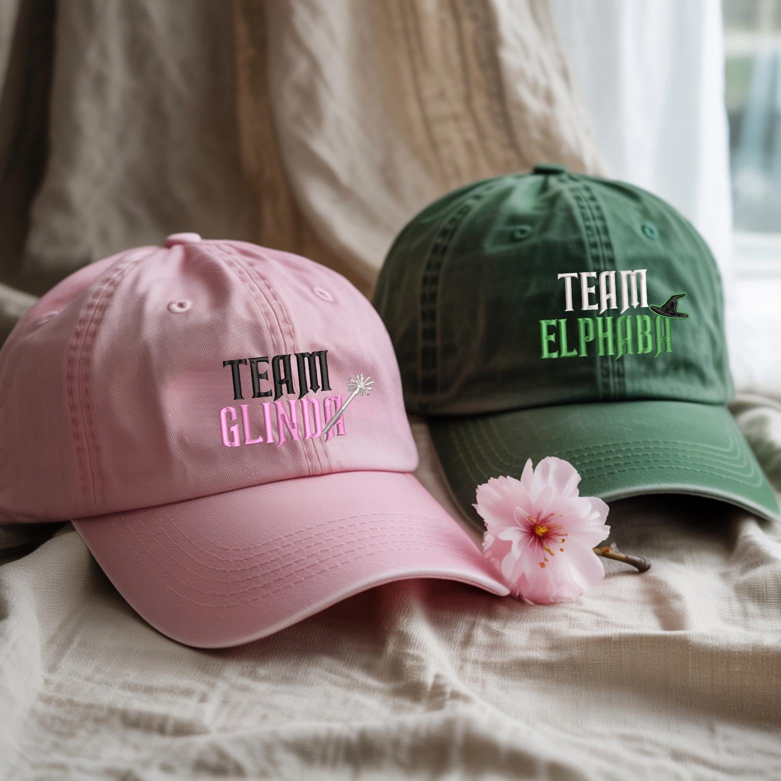 Embroidered Team Elphaba And Glinda Washed Hat Wicked Fan Gift