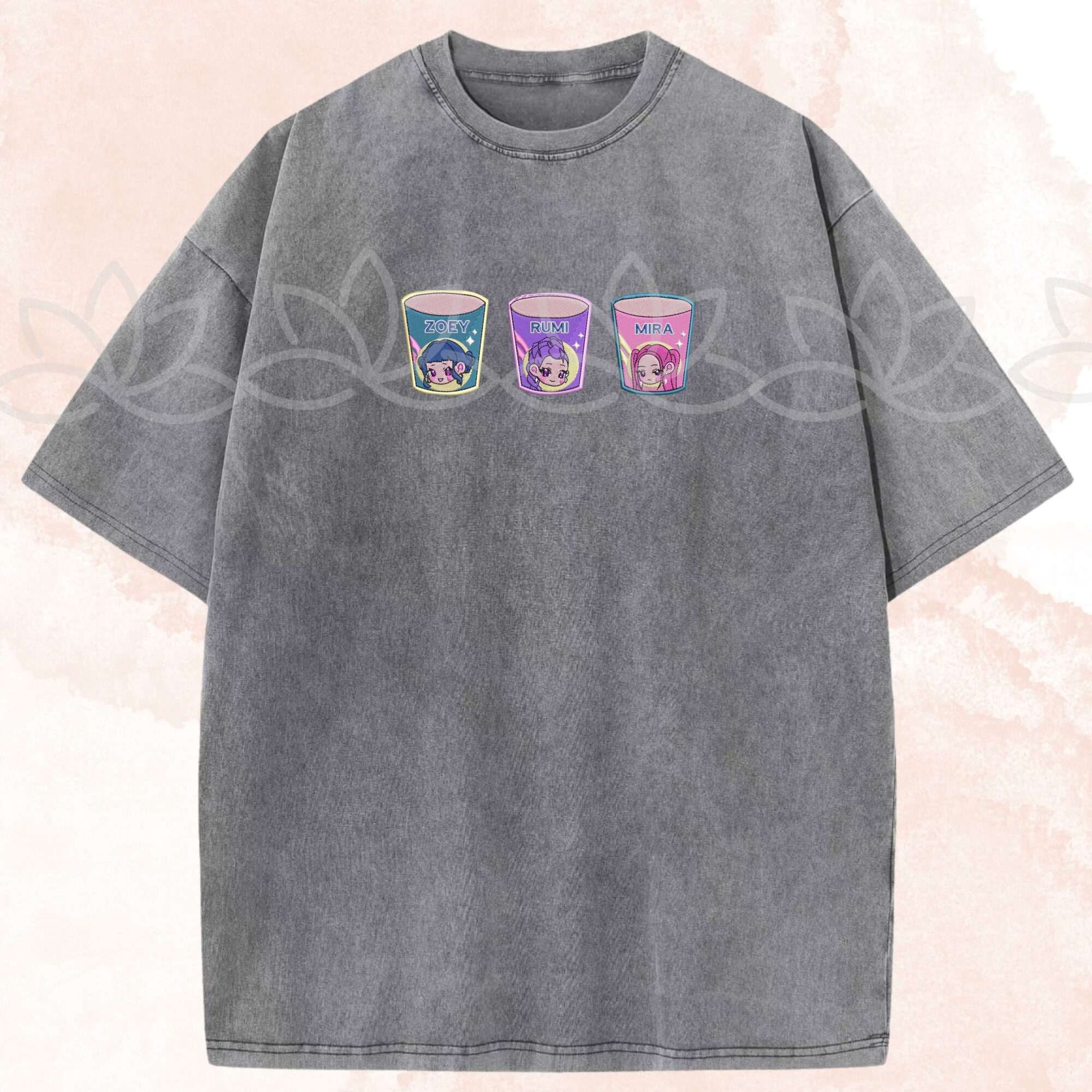 Embroidered Cute KPOP Band Huntrix Noodle Ramyeon Demon Hunters Tee Funny Girls