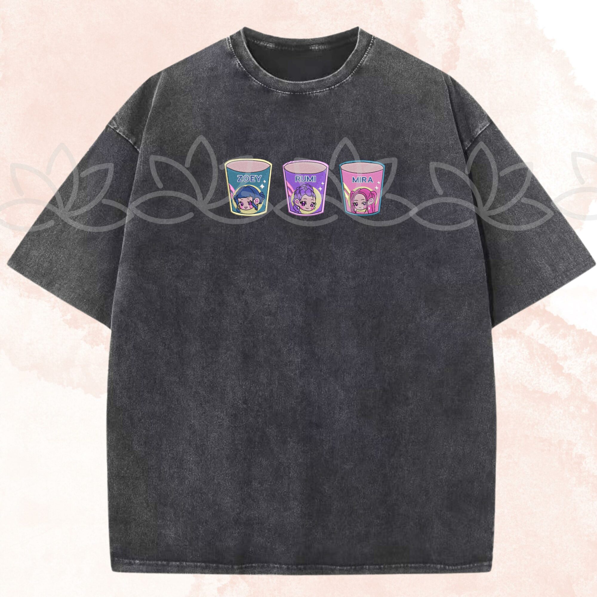 Embroidered Cute KPOP Band Huntrix Noodle Ramyeon Demon Hunters Tee Funny Girls
