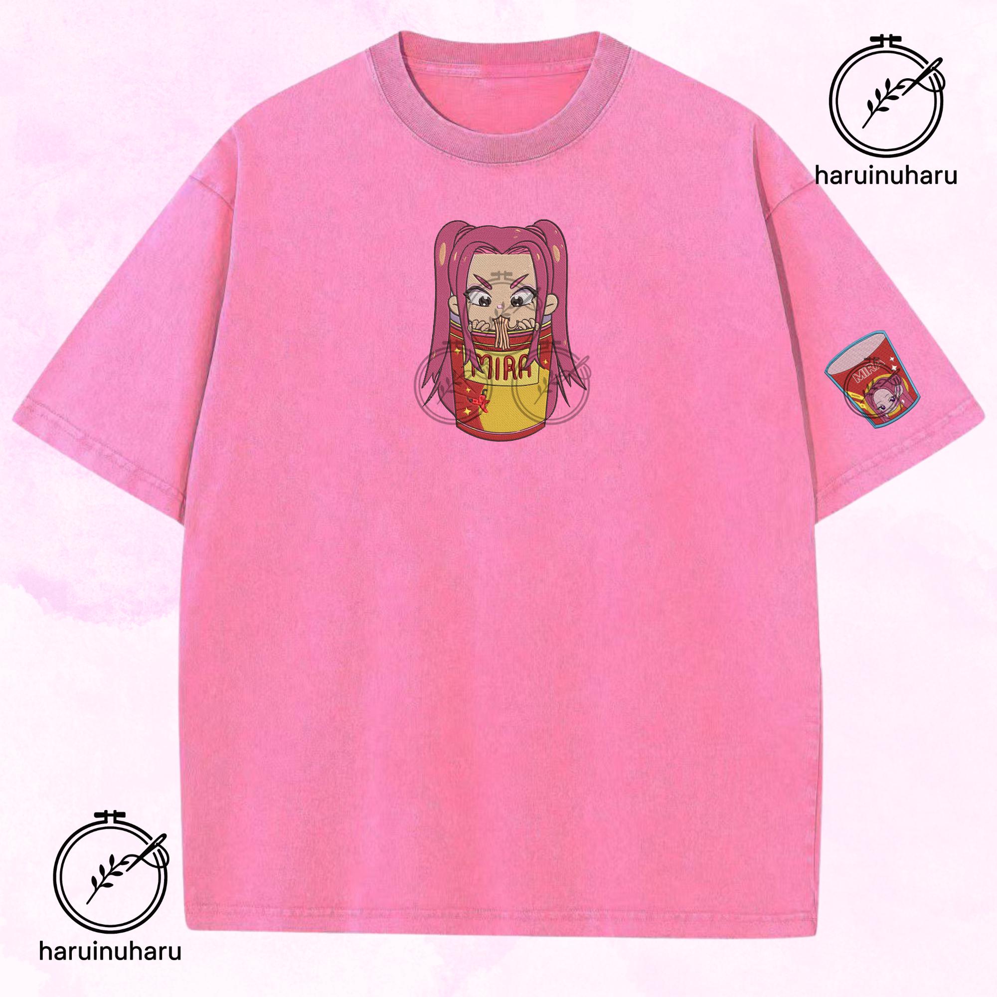 Embroidered KPOP Band Saja Girls Washed TShirt Ramyeon Demon Hunter Design