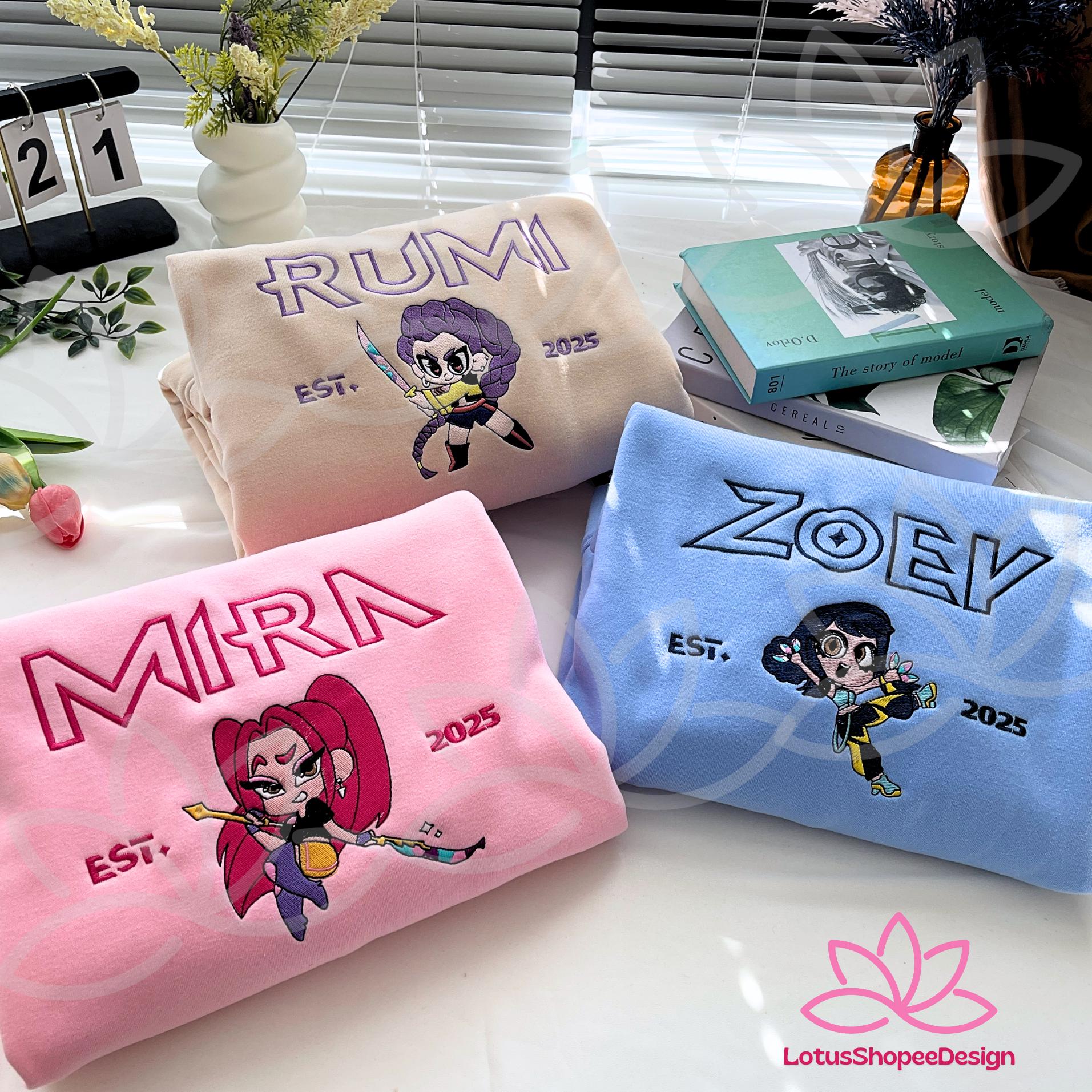 Custom Demon Hunter KPOP Band Huntrix Embroidered Shirt Gift For Her