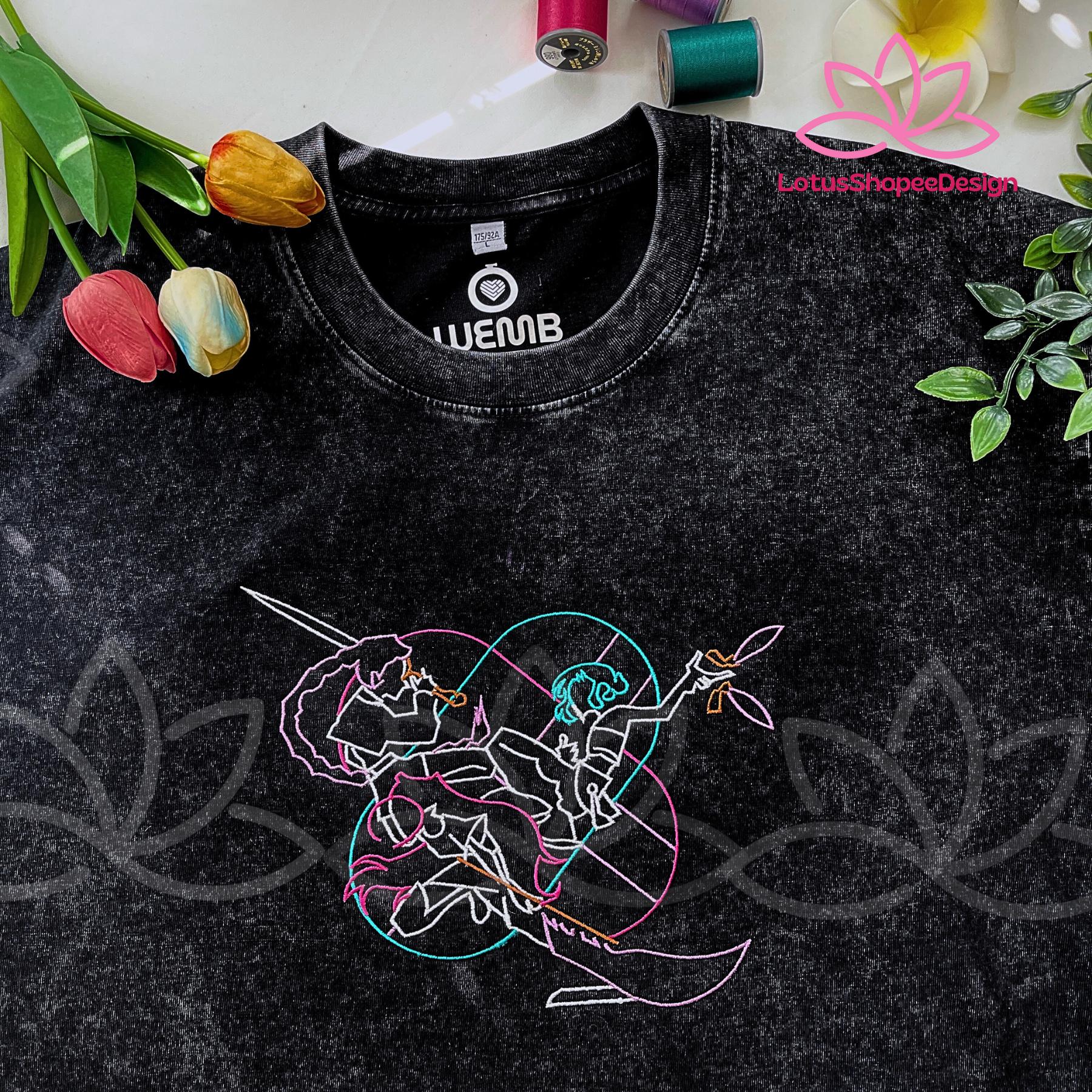 Huntrix Embroidered Washed Shirt, Mira Rumi Zoey Tee