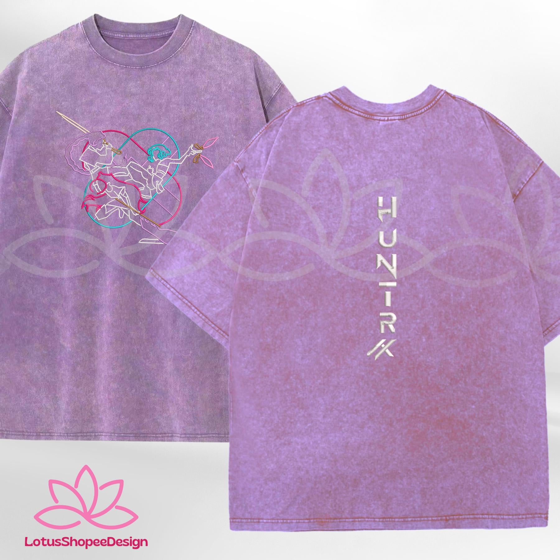 Huntrix Embroidered Washed Shirt, Mira Rumi Zoey Tee
