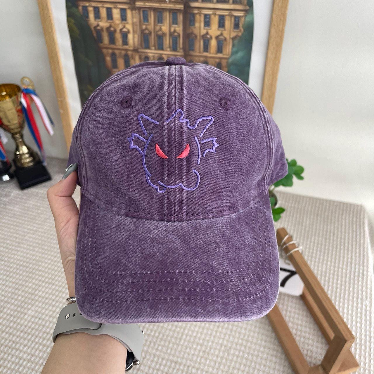 Custom Outline Pokemon Embroidered Washed Hat Fan Gift