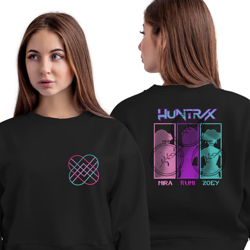Embroidered KPOP Band Huntrix Sweatshirt Demon Hunter Gradiant Design