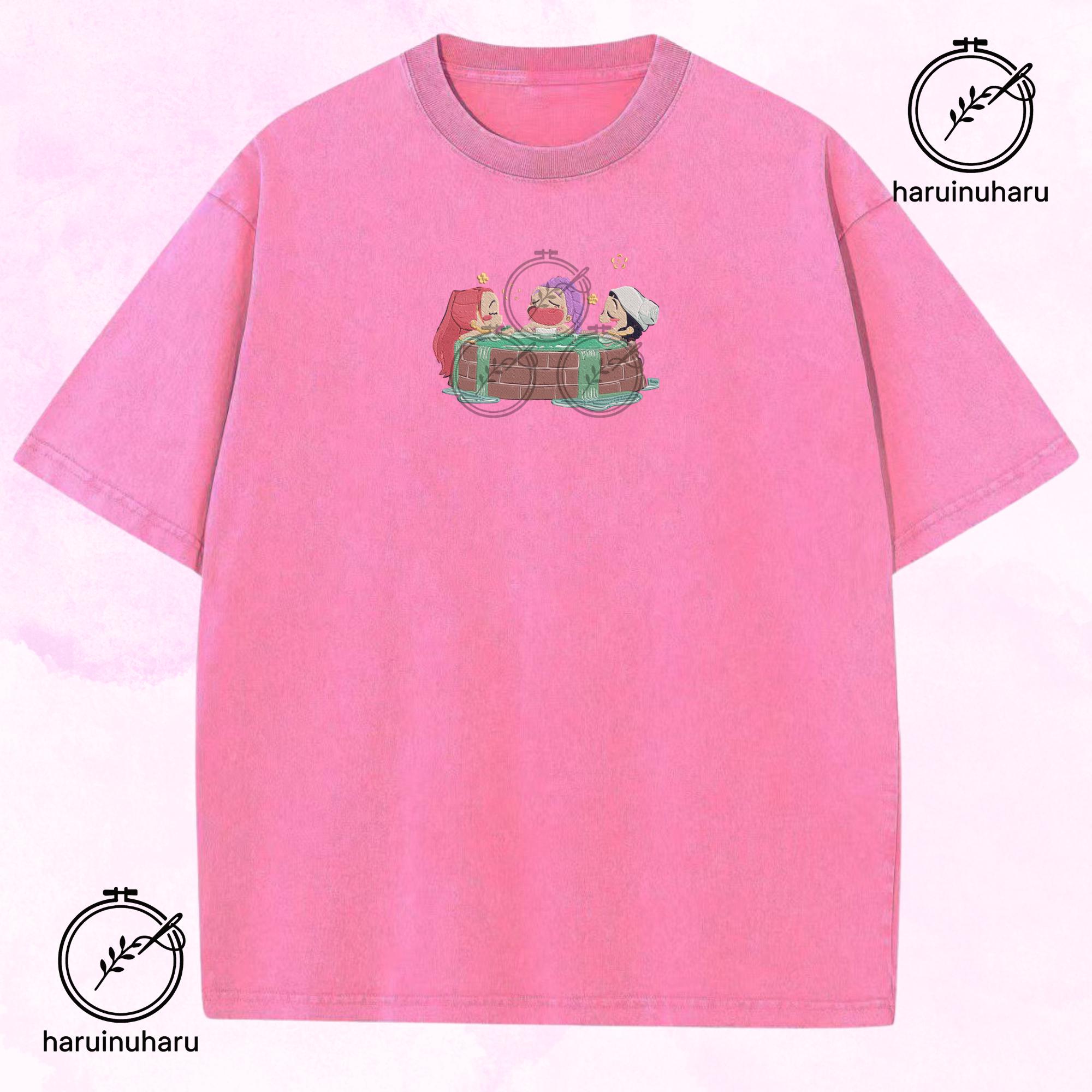 Embroidered KPOP Demon Huntrix Washed TShirt Hunter Chibi Art