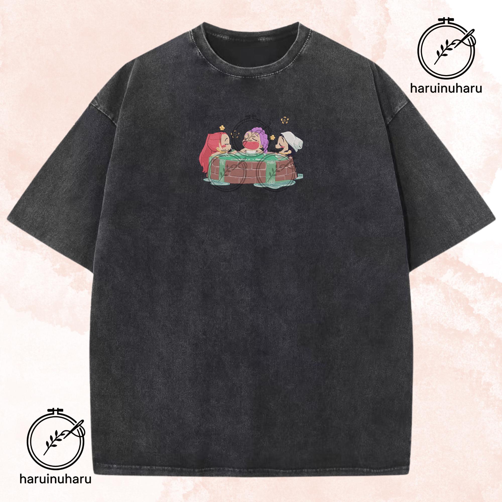 Embroidered KPOP Demon Huntrix Washed TShirt Hunter Chibi Art