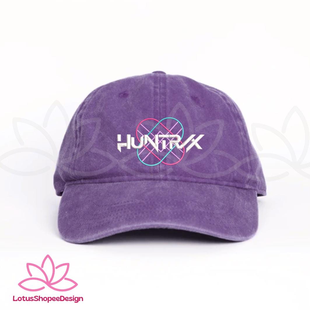 Embroidered Huntrix Band Lightstick Washed Hat, KPOP Demon Hunters Baseball Cap