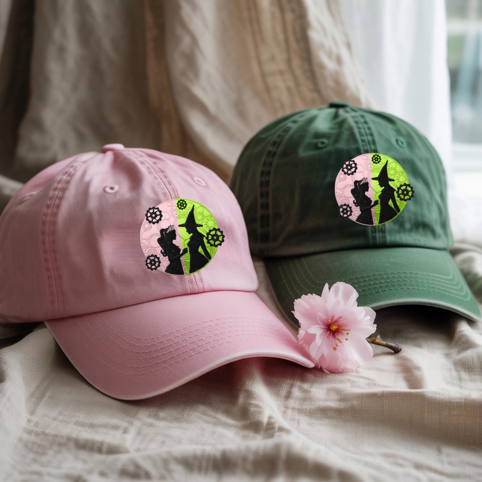 Elphaba And Glinda With 2 Color Circle Washed Hat Aesthetic Changed For Good