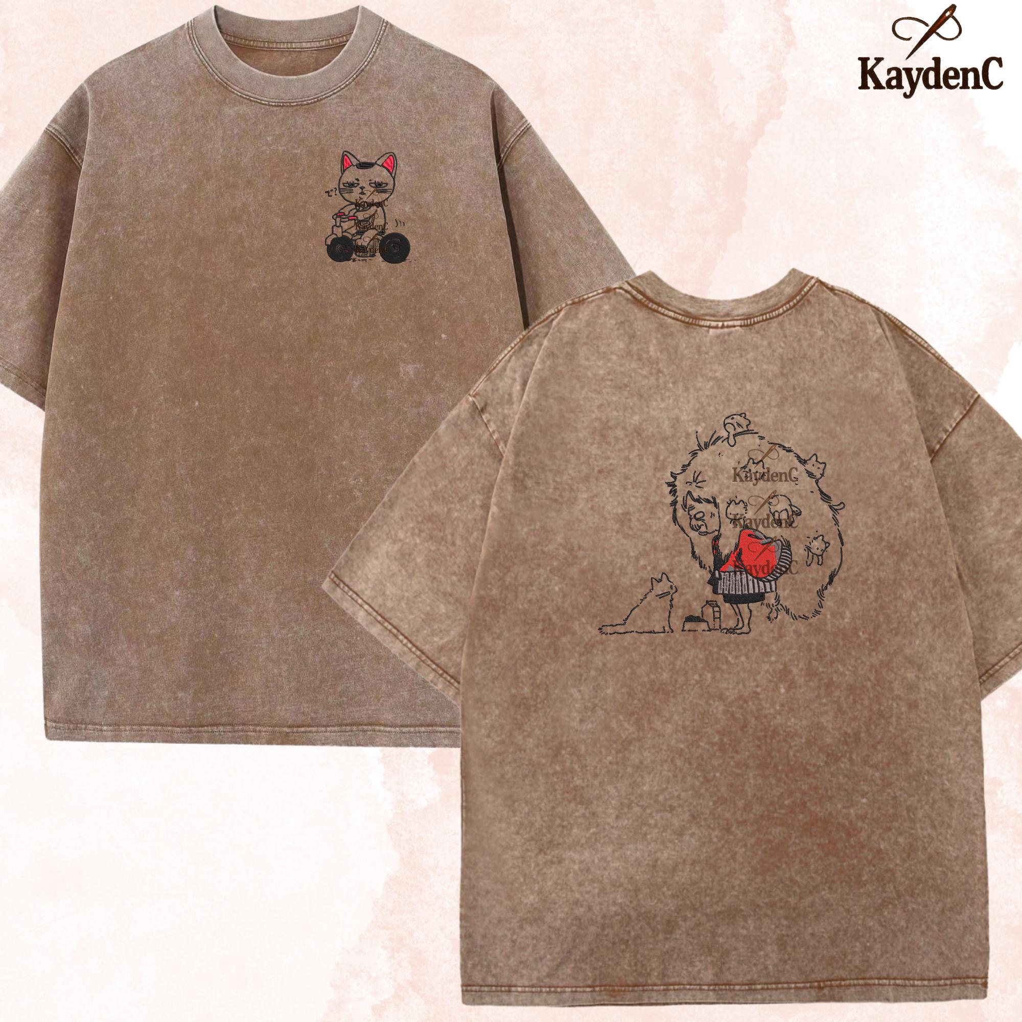 Turbo Granny – Embroidered Dandadan Washed Shirt Alien And Ghost Design