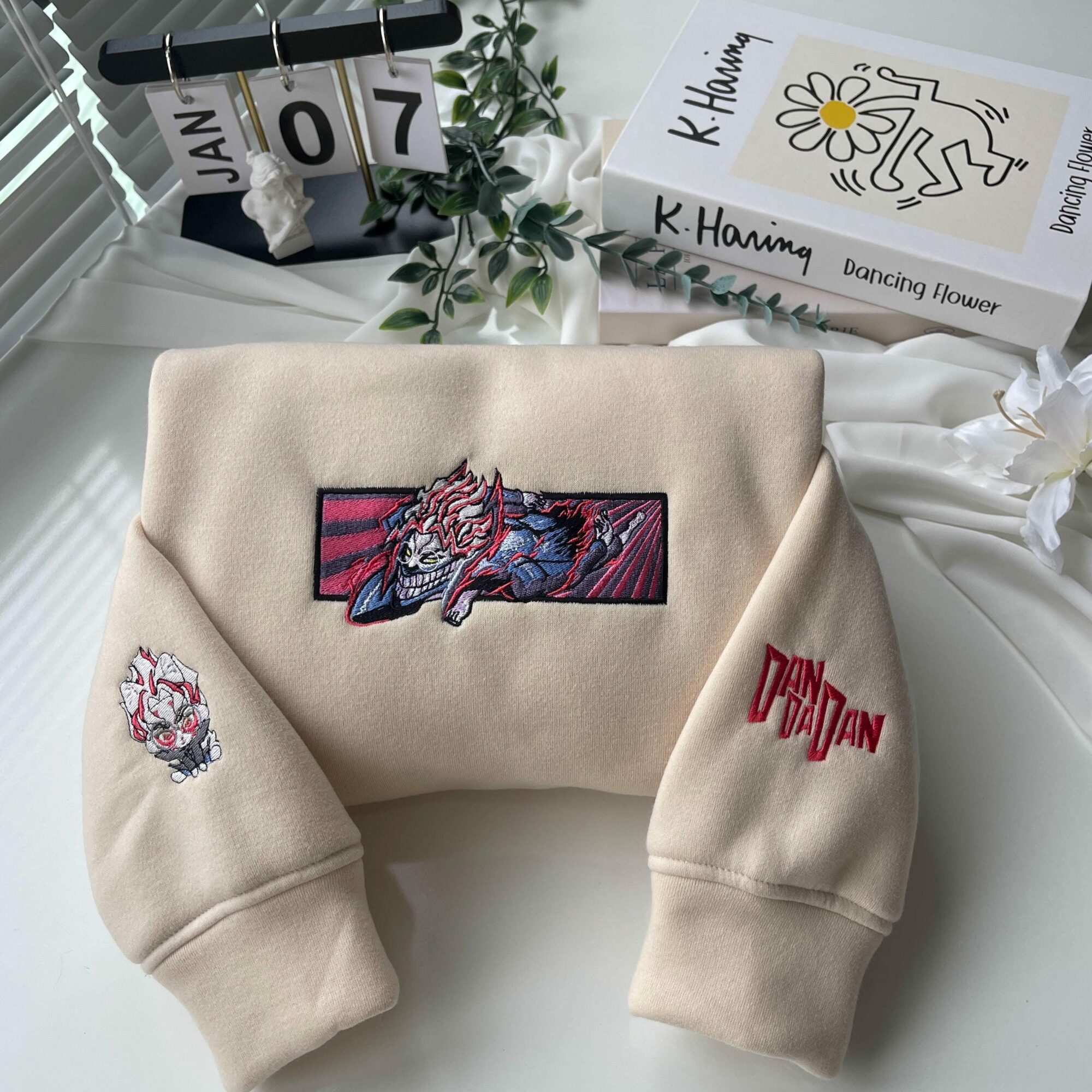 Okarun Embroidered Dandadan Sweatshirt Alien And Ghost – Seiko Turbo Grandny Design