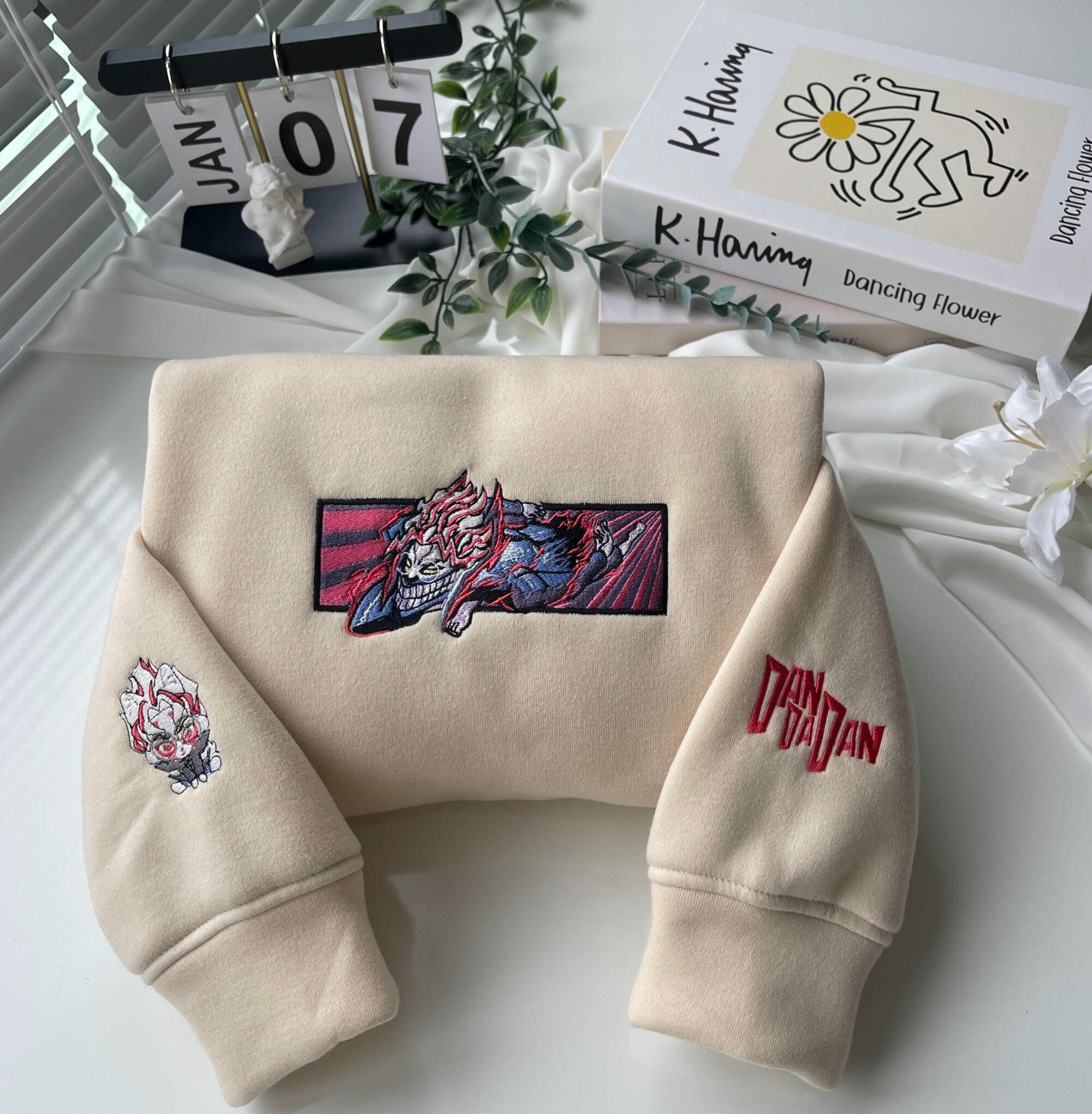 Okarun Embroidered Dandadan Sweatshirt Alien And Ghost – Seiko Turbo Grandny Design