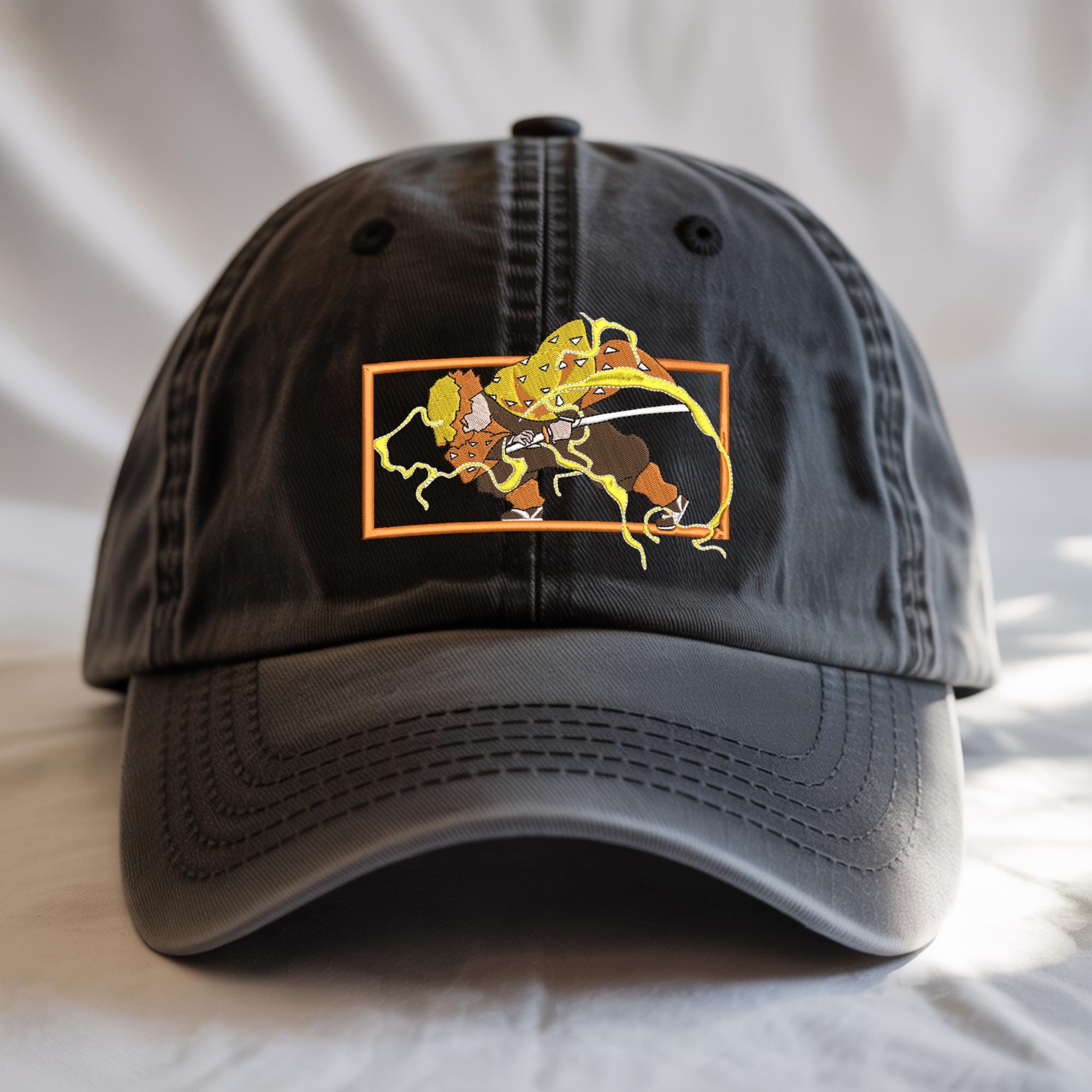 Demon Killer Embroidered Washed Hat God Of Fire And Thunder