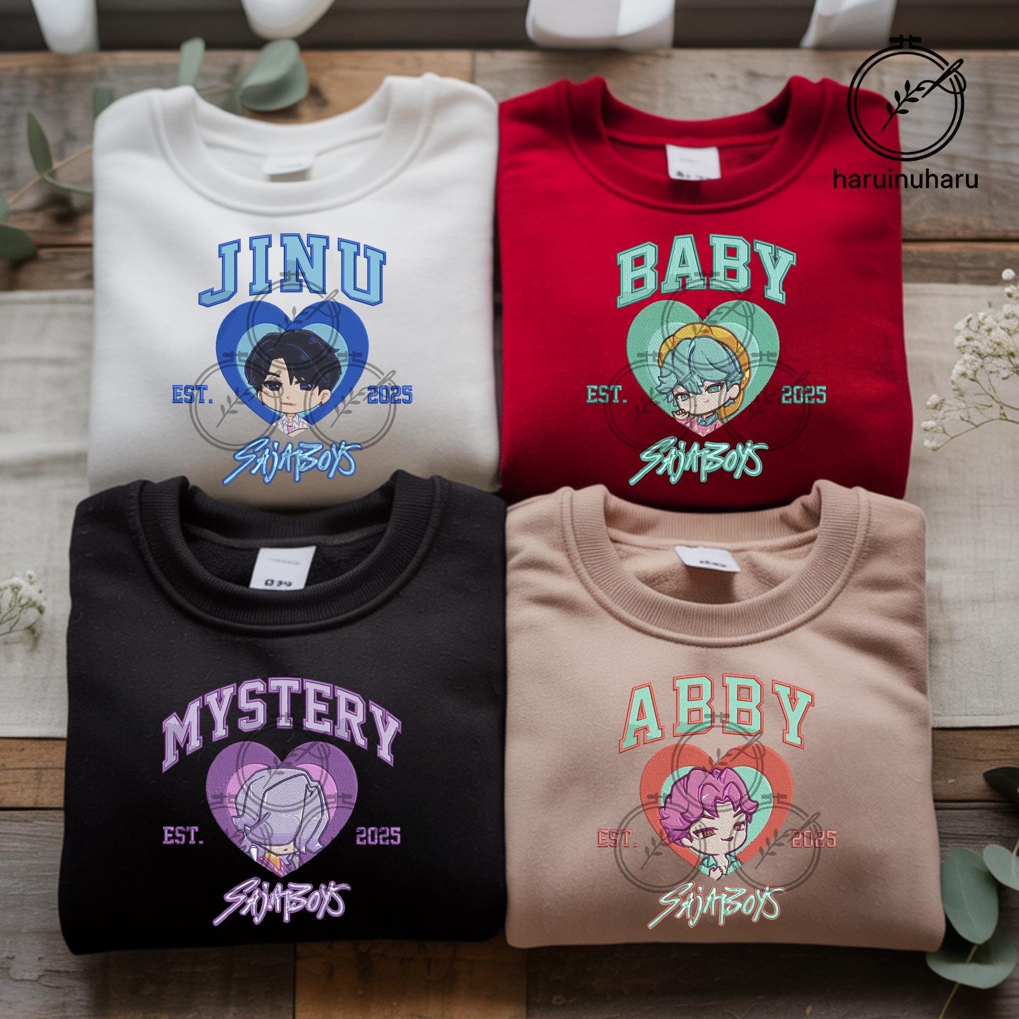 Custom Embroidered KPOP Band Saja Boys Sweatshirt Demon Hunter Design