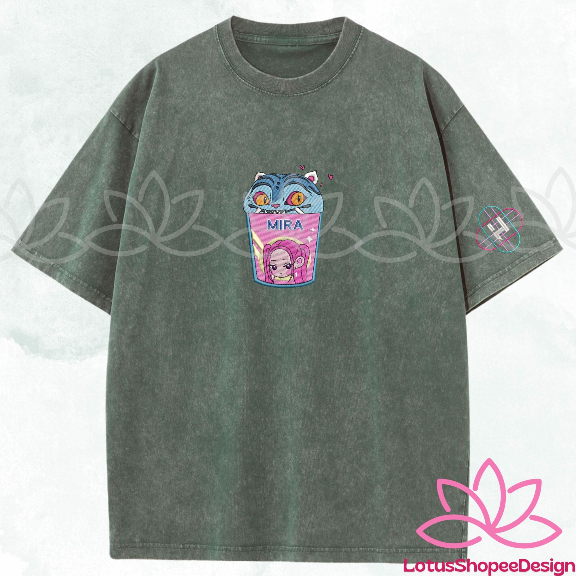 Embroidered Huntrix Noodle Ramyeon Derpy Demon Hunters Fan Shirt