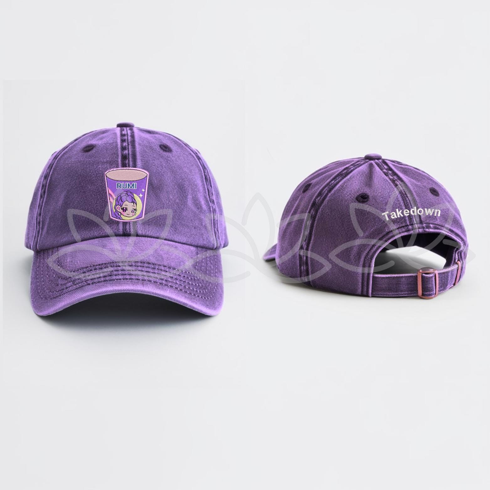 Custom Huntrix Girls With Text Embroidered Washed Hat Demon Hunter Baseball Cap
