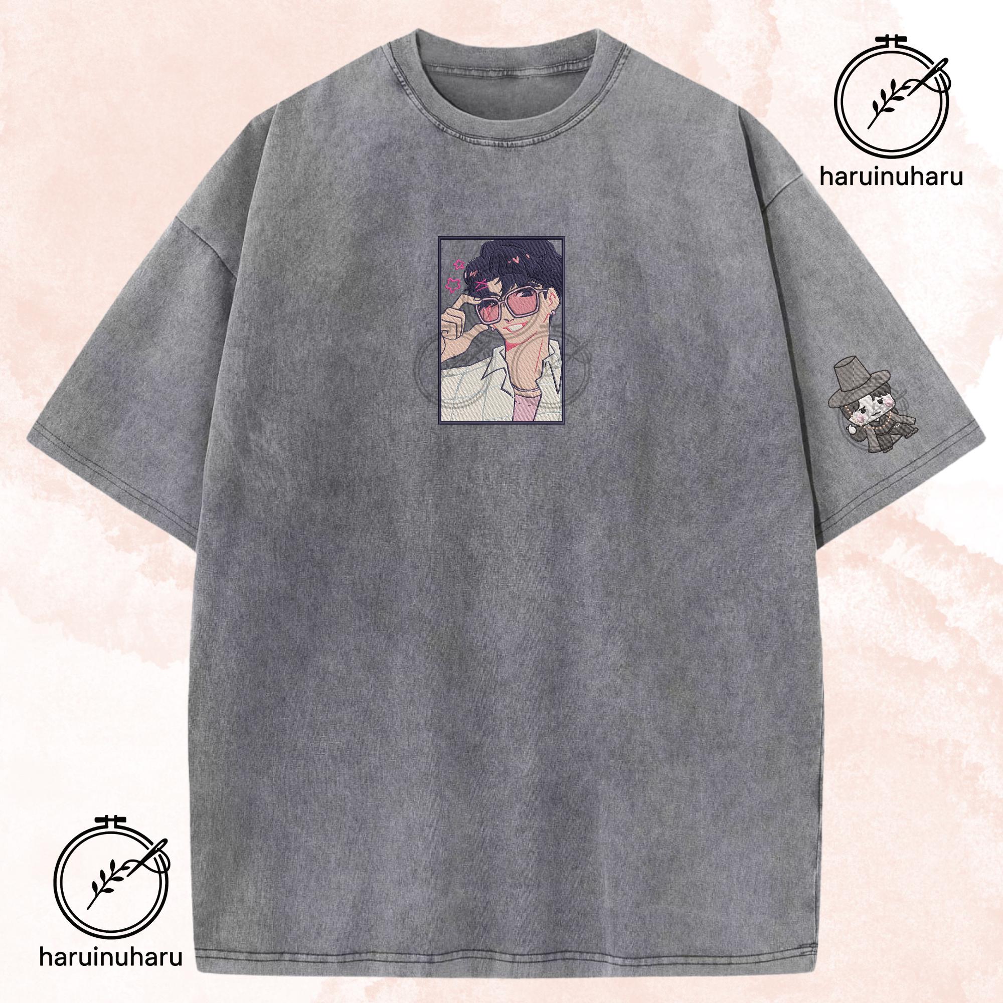 Embroidered KPOP Band Saja Boys Washed TShirt Jinnu – Demon Hunter Design
