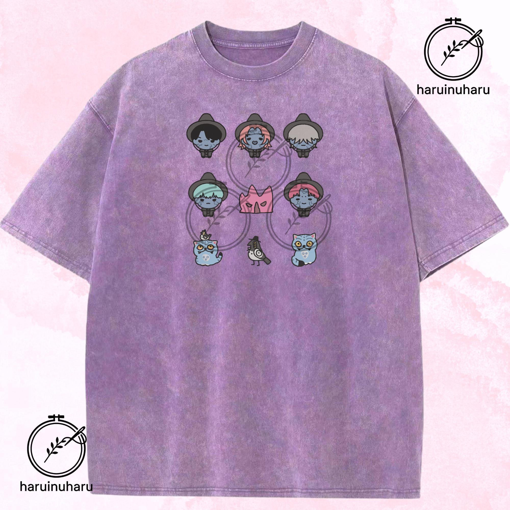 Embroidered KPOP Band Saja Boys Washed TShirt Jinu Abby Baby Mystery Romance