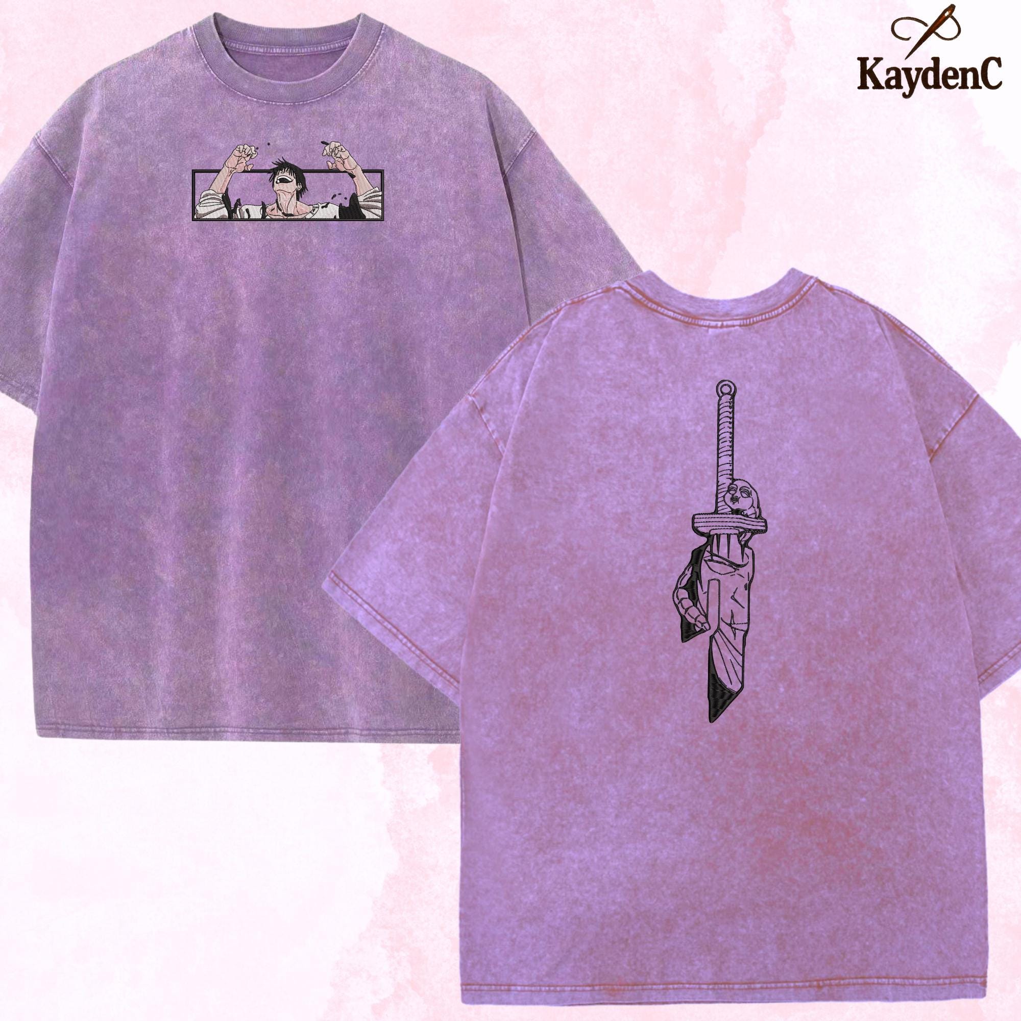 Toji Fushiguro – Embroidered Jujutsu Kaisen Washed Shirt Tenyo Jubaku Pullover