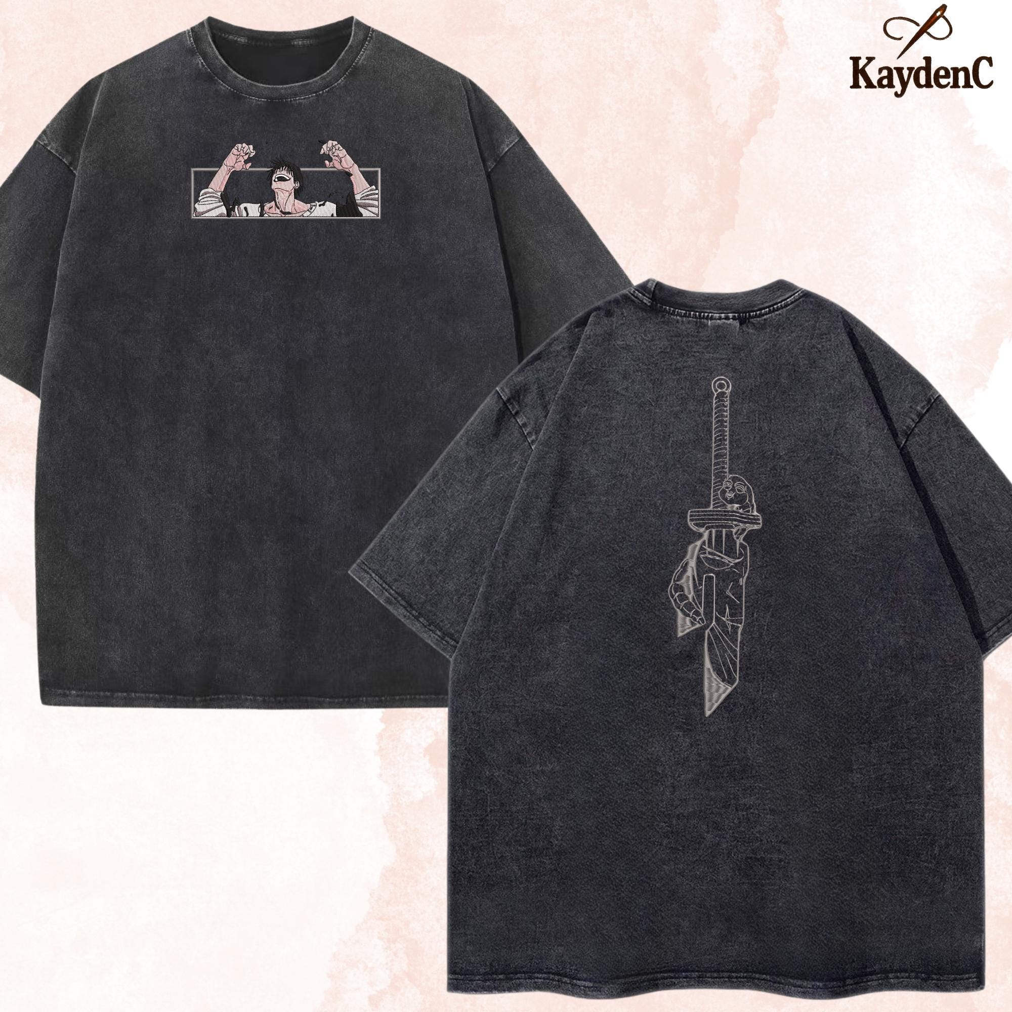 Toji Fushiguro – Embroidered Jujutsu Kaisen Washed Shirt Tenyo Jubaku Pullover