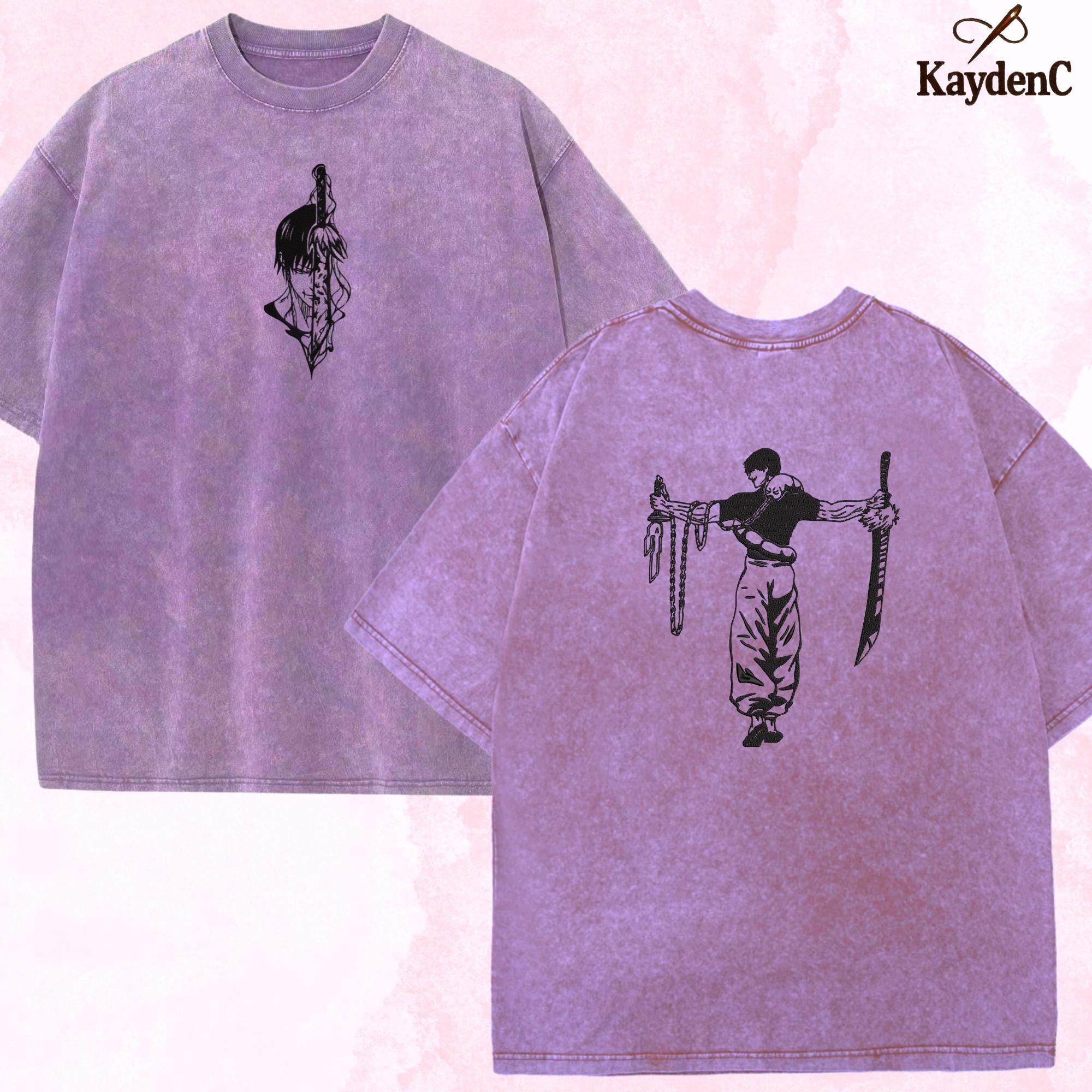 Toji Fushiguro – Embroidered Anime Washed Shirt Tenyo Jubaku Design