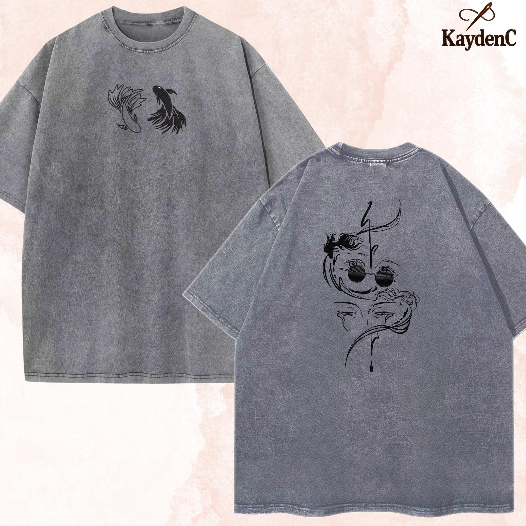 Embroidered Anime Washed Shirt Sorcery Battle Manga-Inspired Gifts For Lovers