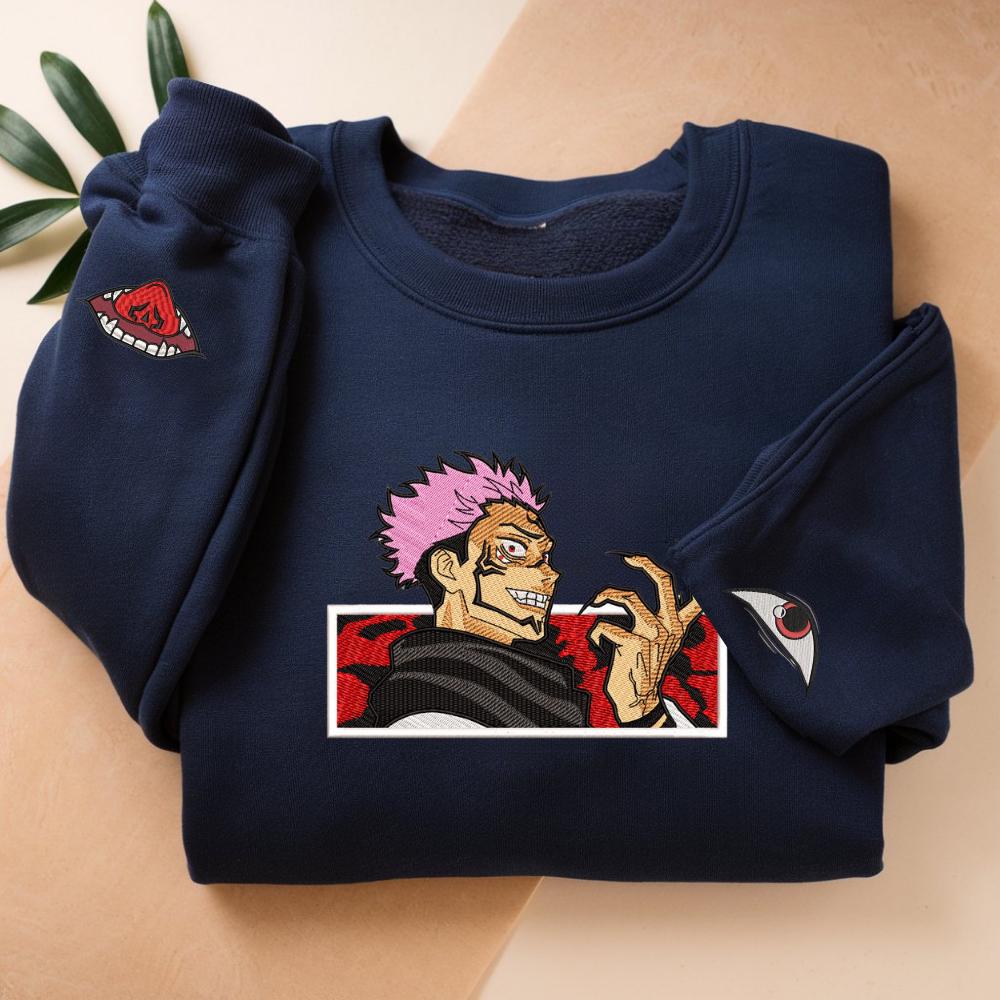 Ryumen Sukuna – Embroidered Jujutsu Kaisen Sweatshirt Malevolent Shrine-Inspired Sweater