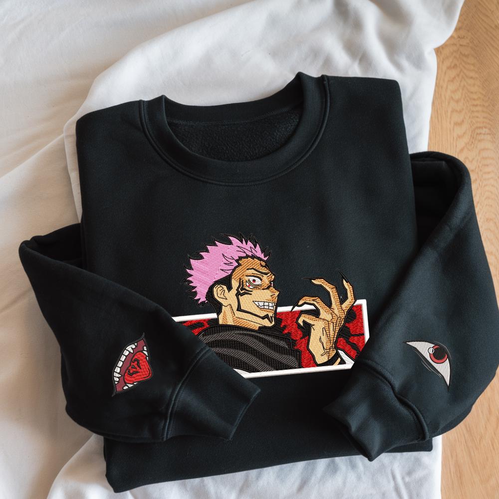 Ryumen Sukuna – Embroidered Jujutsu Kaisen Sweatshirt Malevolent Shrine-Inspired Sweater