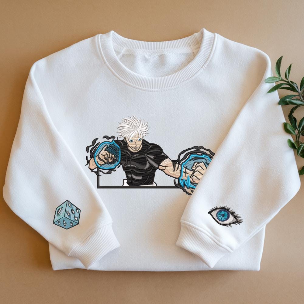 Gojo Satoru – Embroidered Jujutsu Kaisen Sweatshirt Six Eyes-Inspired Gifts For Anime Lovers