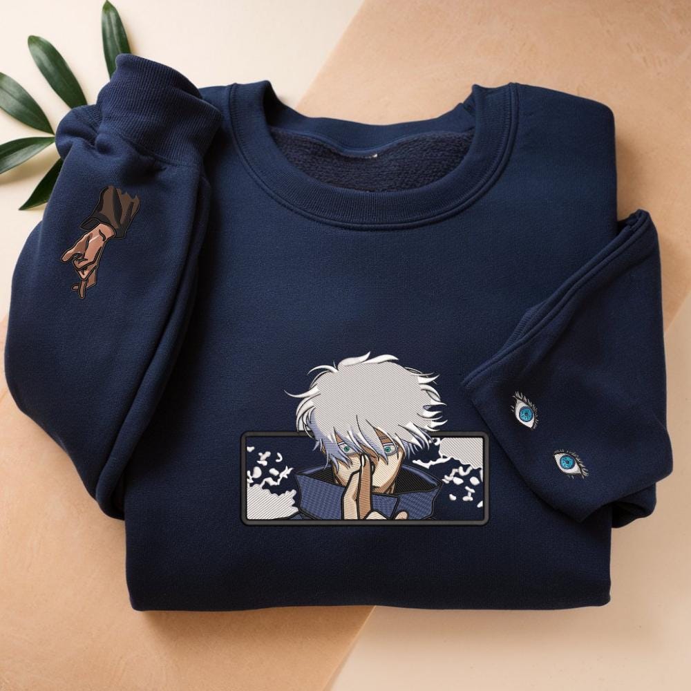 Gojo Satoru – Embroidered Jujutsu Kaisen Sweatshirt Limitless Cursed Technique-Inspired Sweater