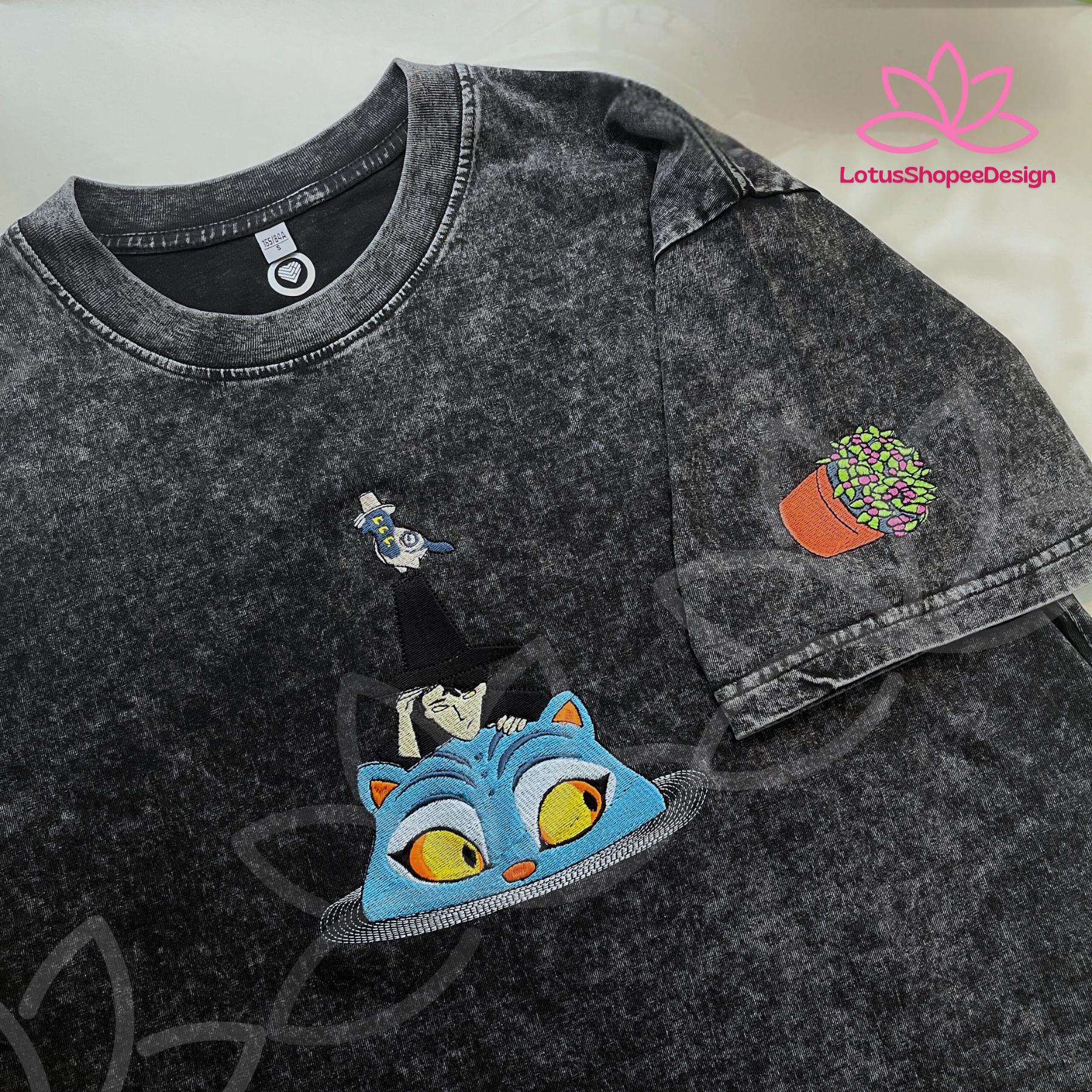 Derpy Tiger And Jinu Saja Boys Embroidered Washed TShirt Tee