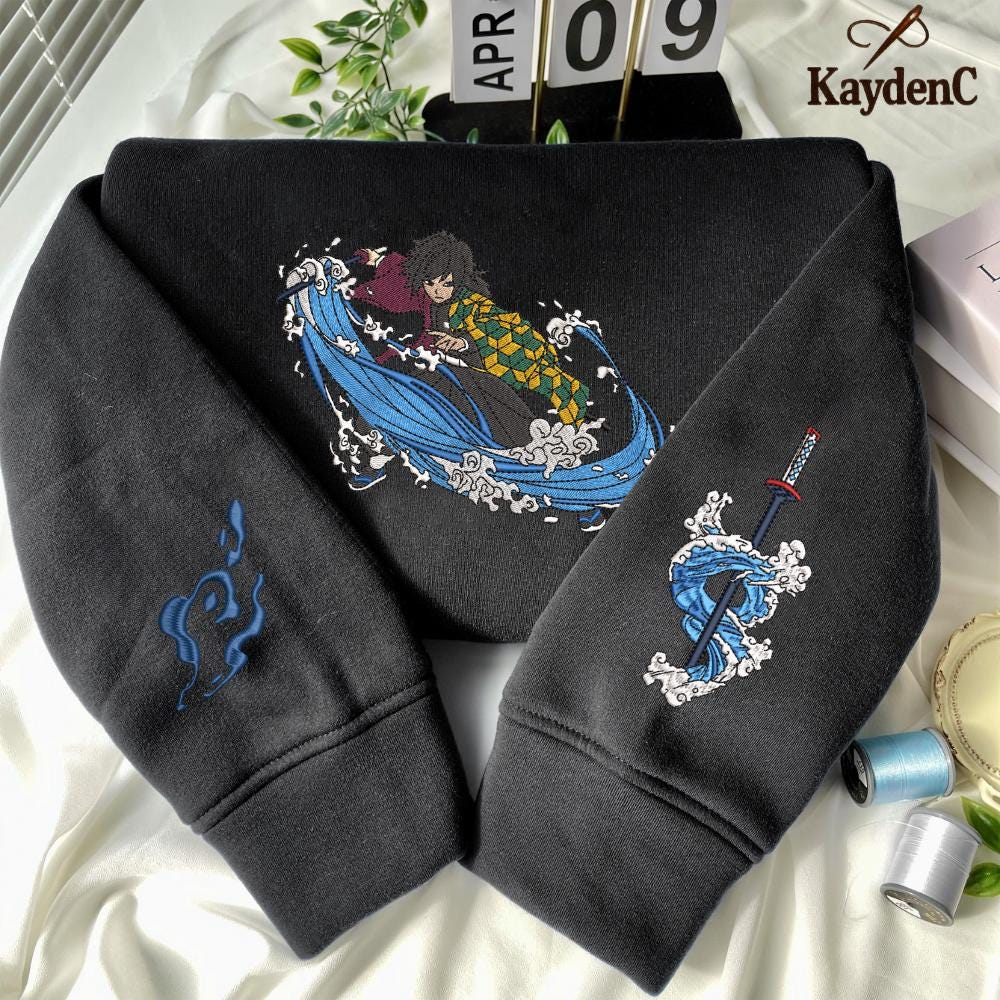 Embroidered Demon Slayer Sweatshirt, Eleventh Form: Dead Calm Design