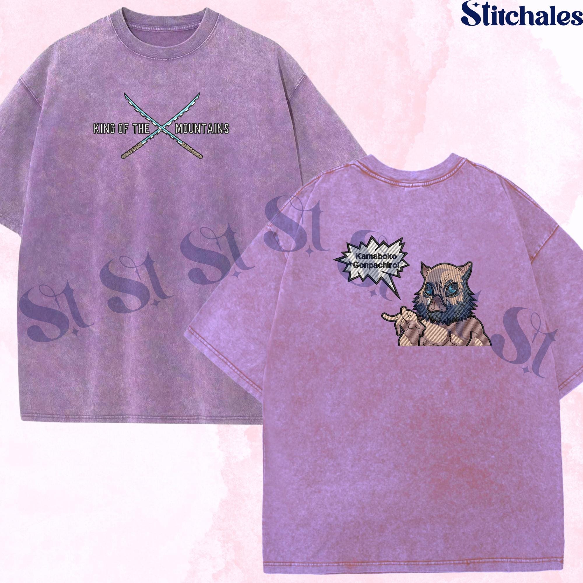 Inosuke – Embroidered Demon Slayer Washed Shirt Beast Breathing: Second Form-Rip And Tear