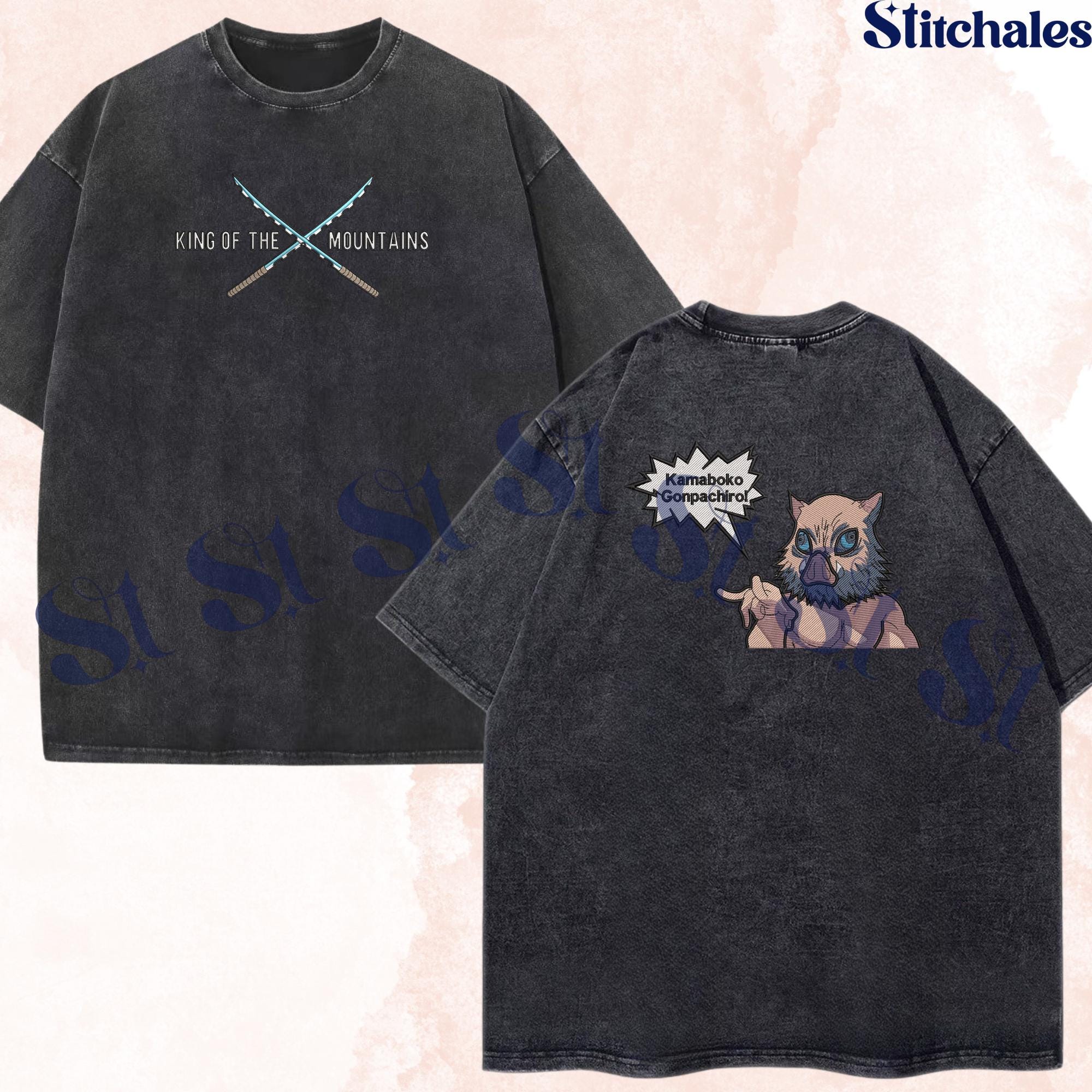 Inosuke – Embroidered Demon Slayer Washed Shirt Beast Breathing: Second Form-Rip And Tear