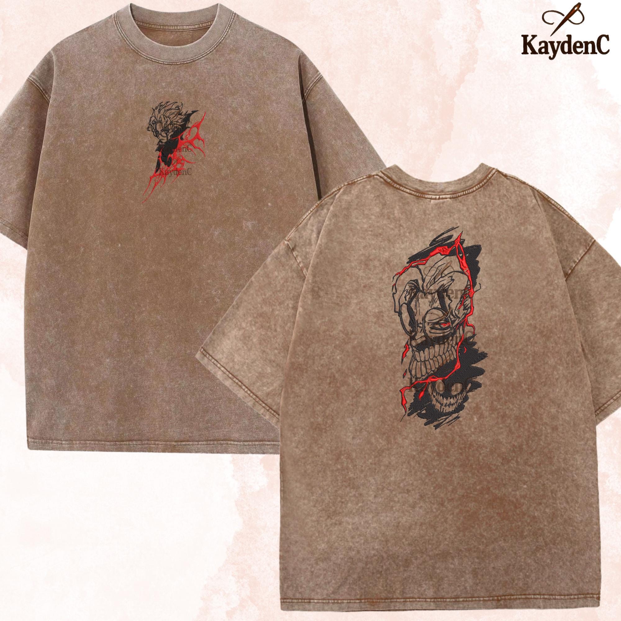 Okarun – Embroidered Dandadan Washed Shirt Alien And Ghost Design