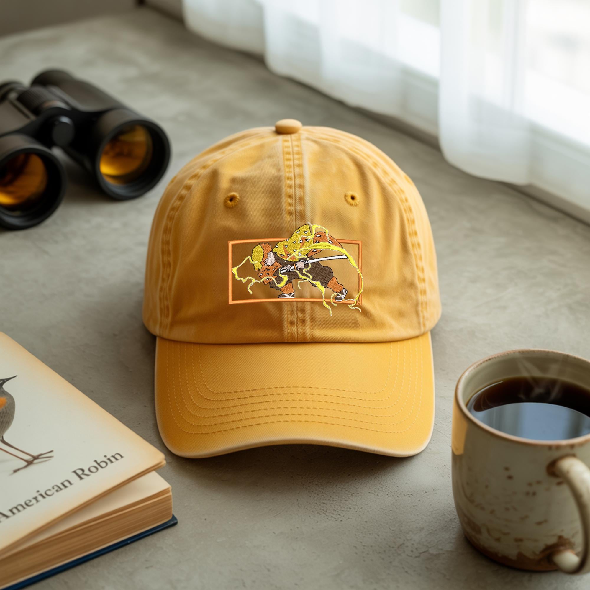 Demon Killer Embroidered Washed Hat God Of Fire And Thunder