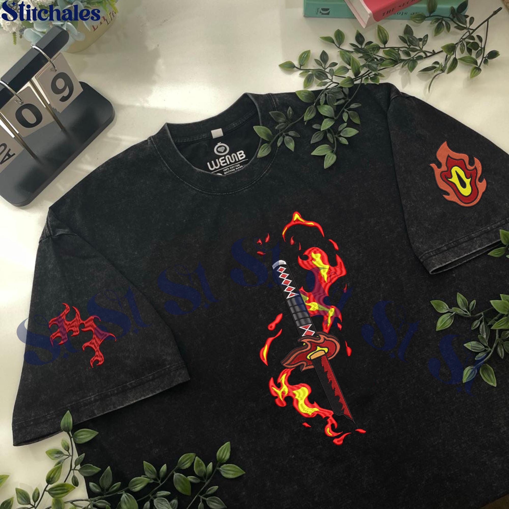 Kamado Tanjiro – Embroidered Demon Slayer Washed Shirt Dragon Sun Halo Head Dance Gifts