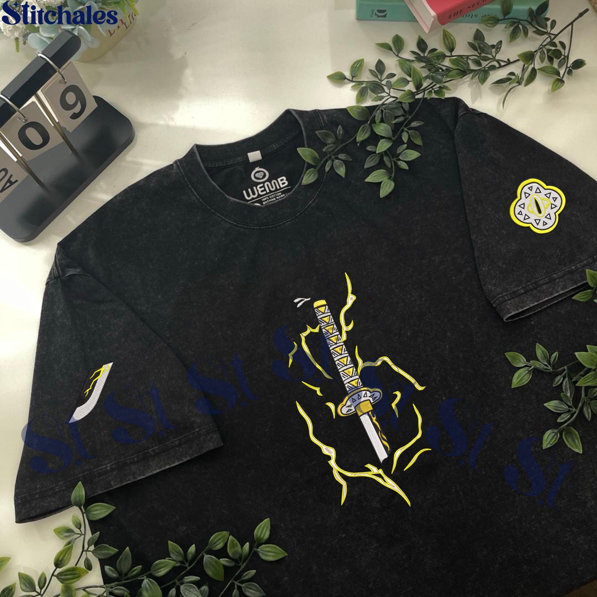 Zenitsu – Embroidered Demon Slayer Washed Shirt Thunder Breathing Gifts For KnY Lovers