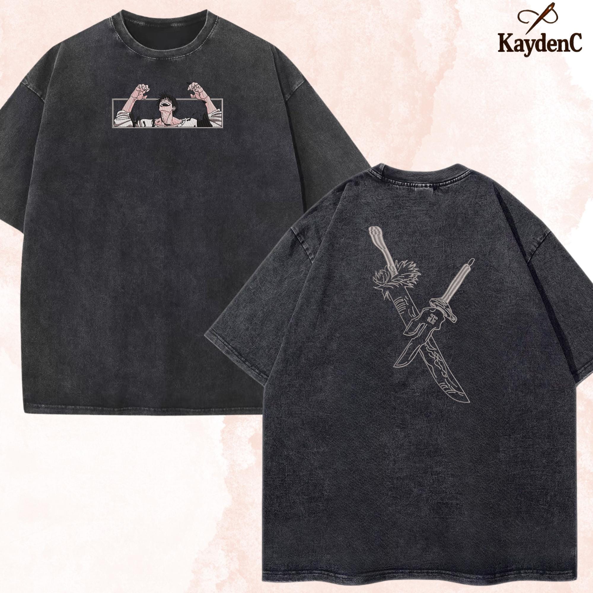 Toji Fushiguro – Embroidered Jujutsu Kaisen Washed Shirt Heavenly Restriction Gifts For Anime Lovers