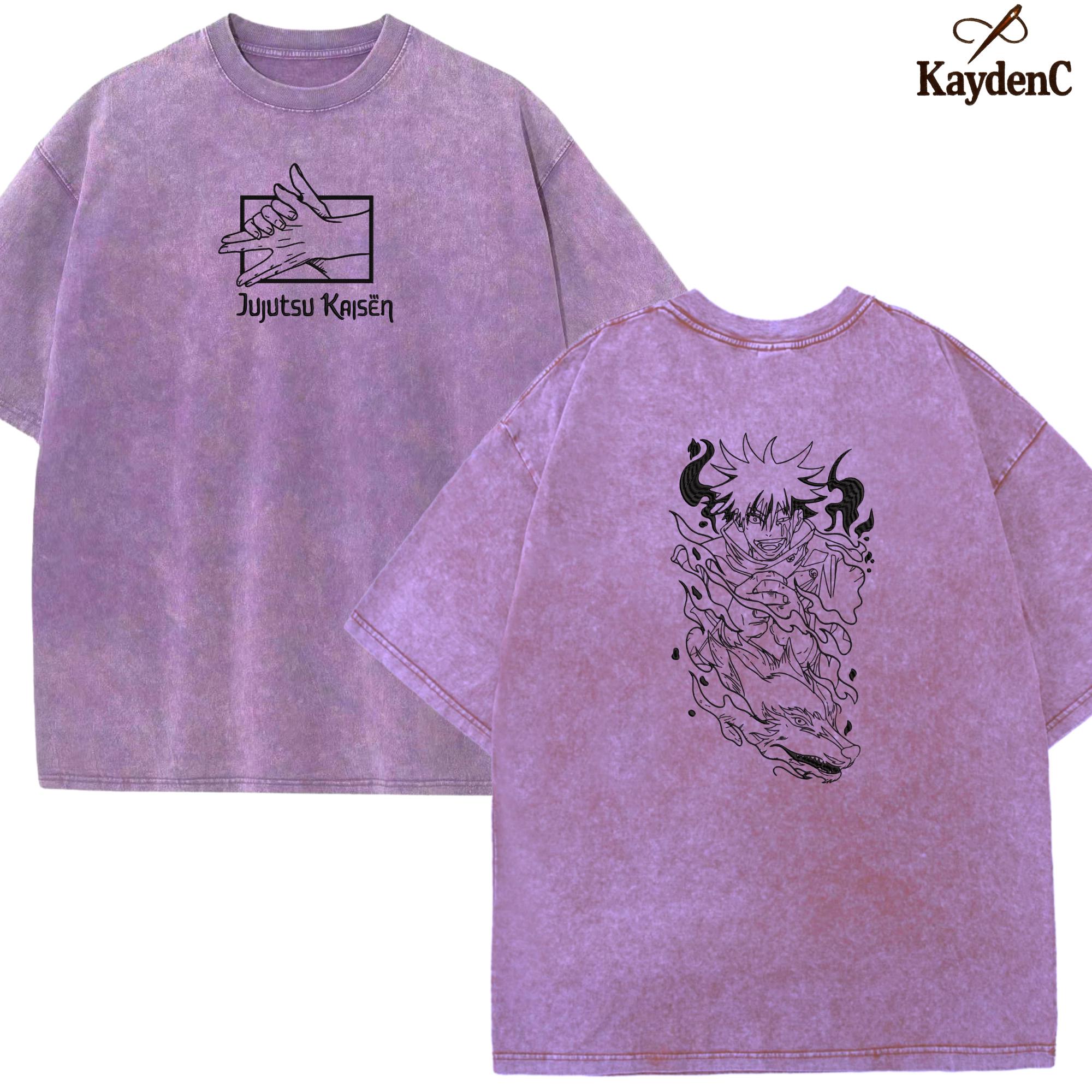 Megumi Fushiguro – Embroidered Anime Washed Shirt Ten Shadows Technique Design