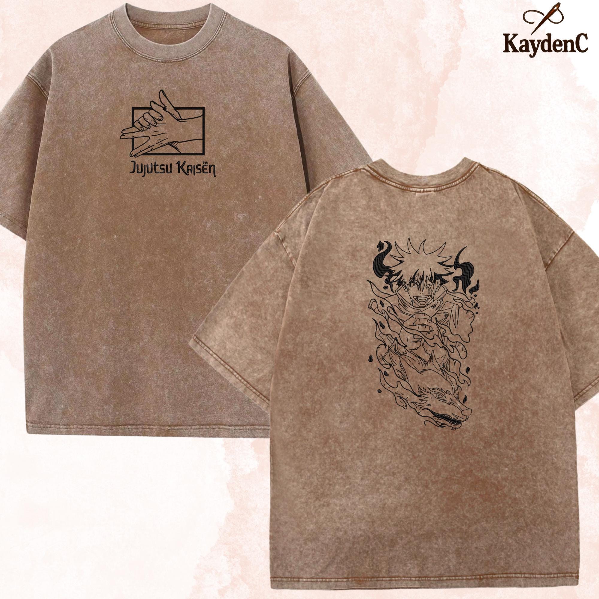 Megumi Fushiguro – Embroidered Anime Washed Shirt Ten Shadows Technique Design