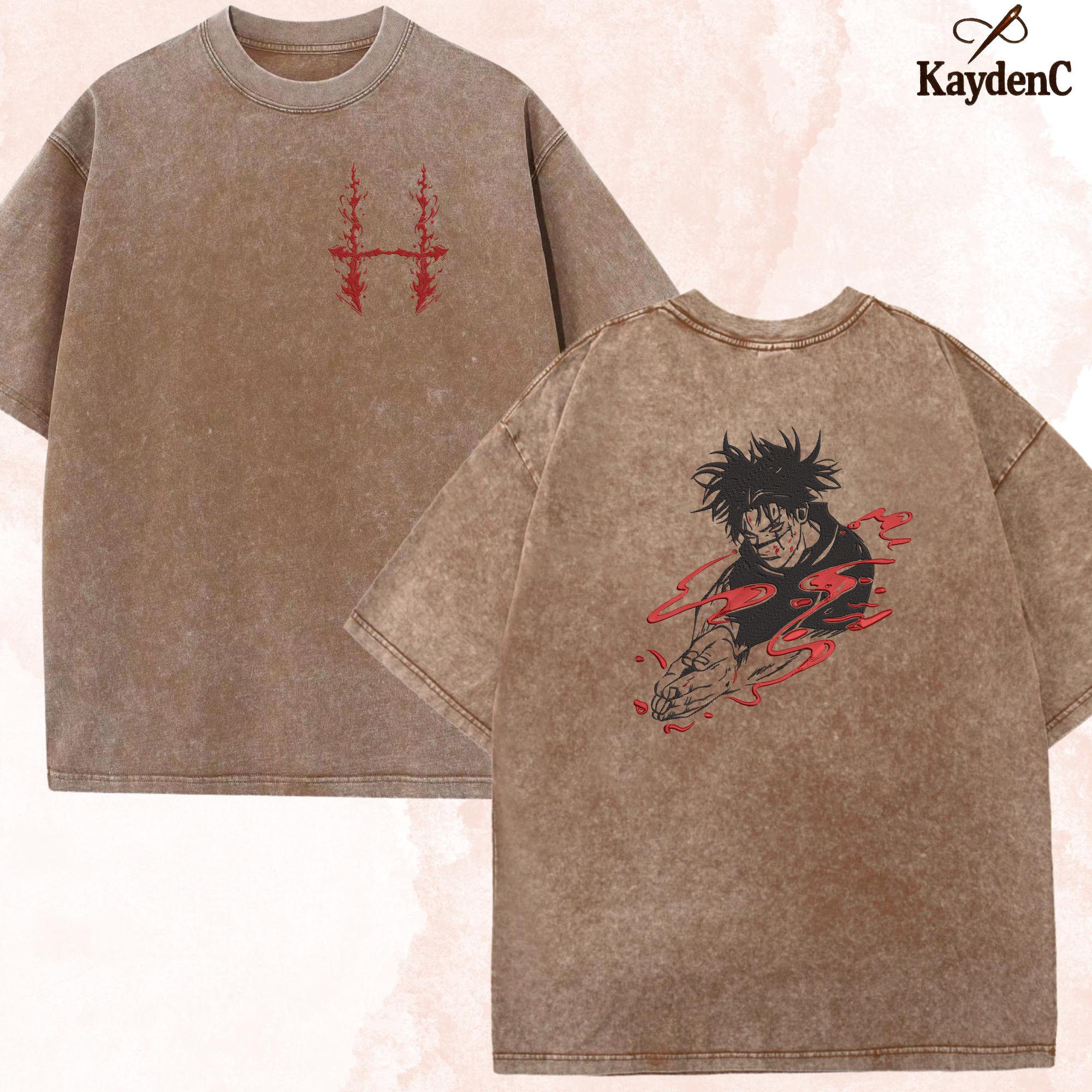 Choso – Embroidered Jujutsu Kaisen Washed Shirt Blood Manipulation Design