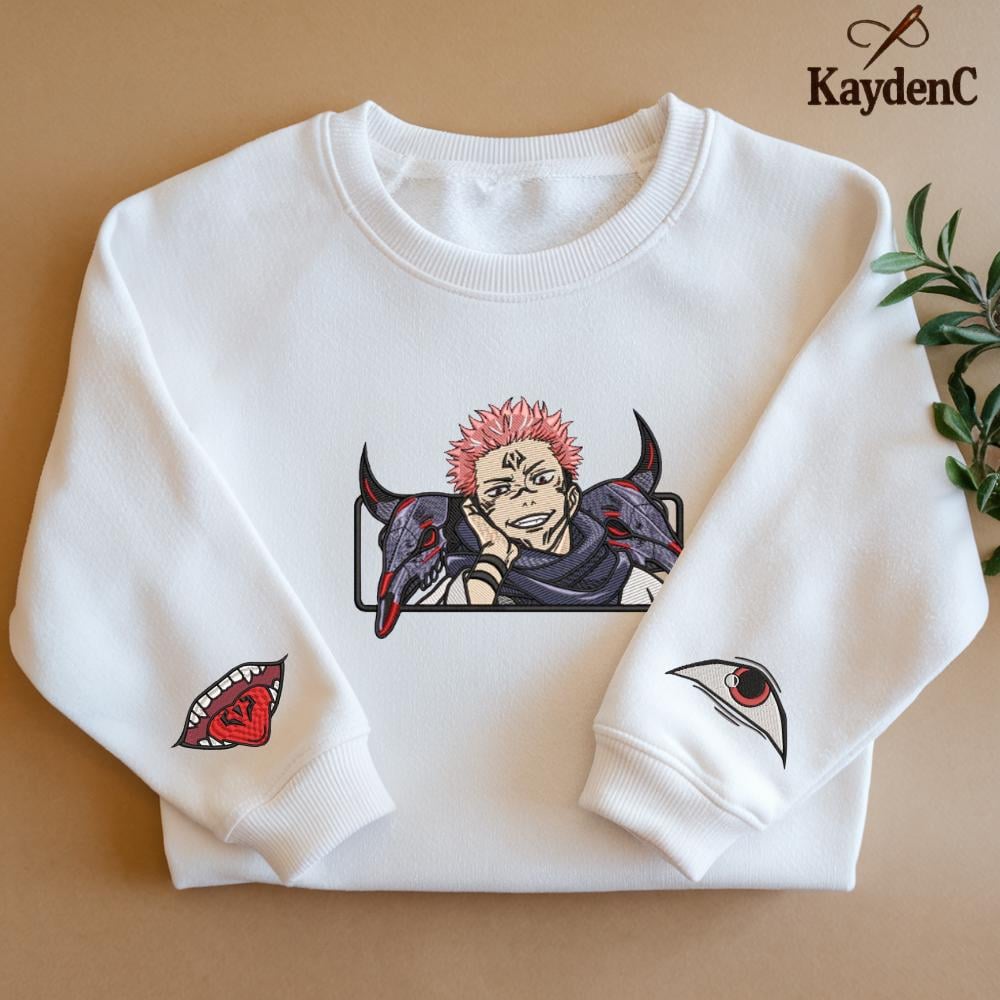 Ryumen Sukuna – Embroidered Jujutsu Kaisen Sweatshirt Malevolent Shrine-Inspired Design