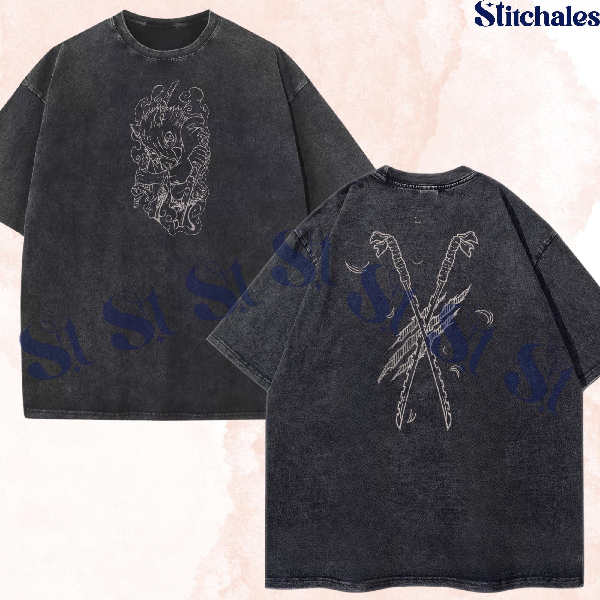 Inosuke – Embroidered Demon Slayer Washed Shirt Second Form-Rip And Tear Gifts